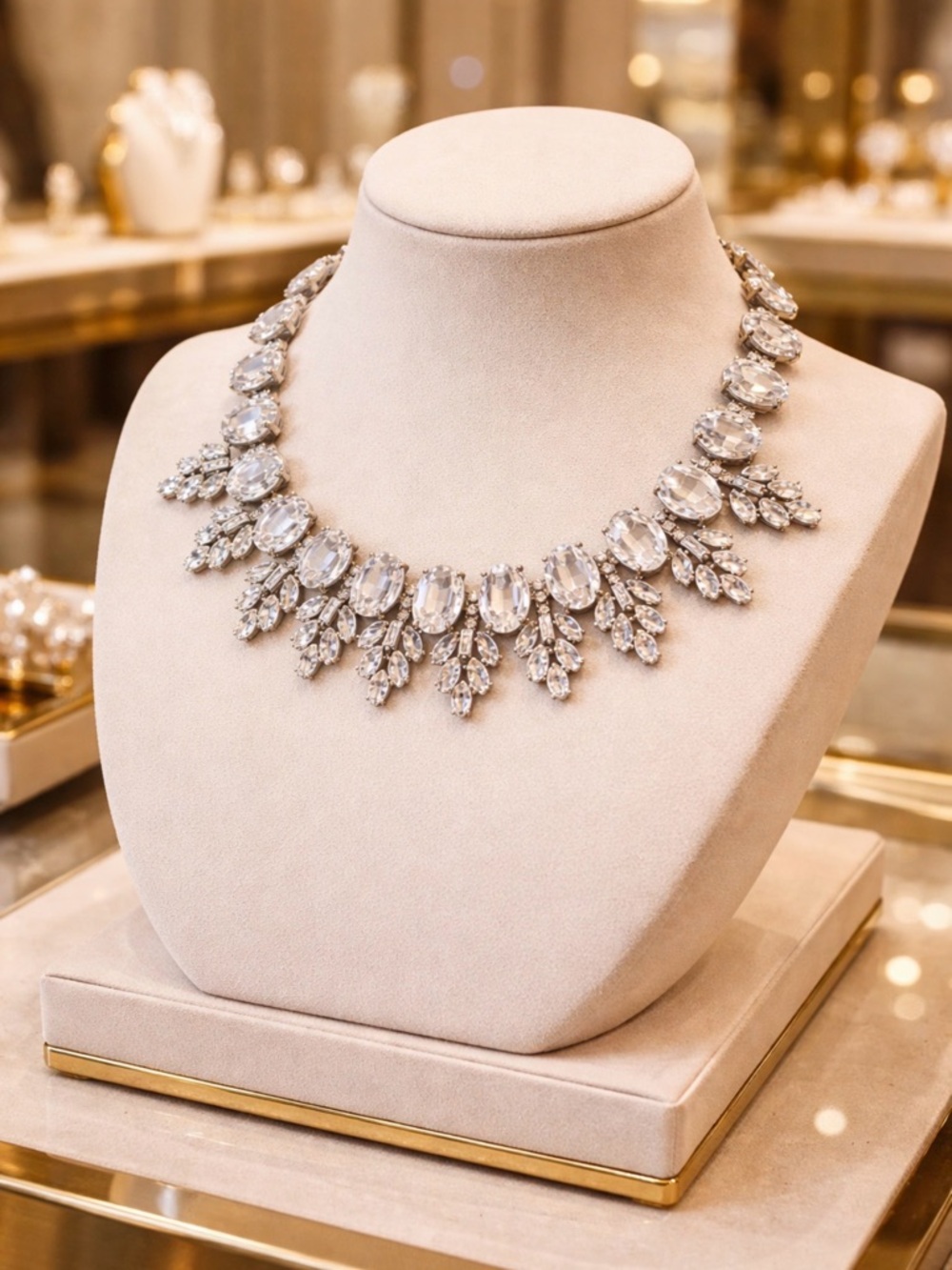Crystal Statement Necklace in Silver
